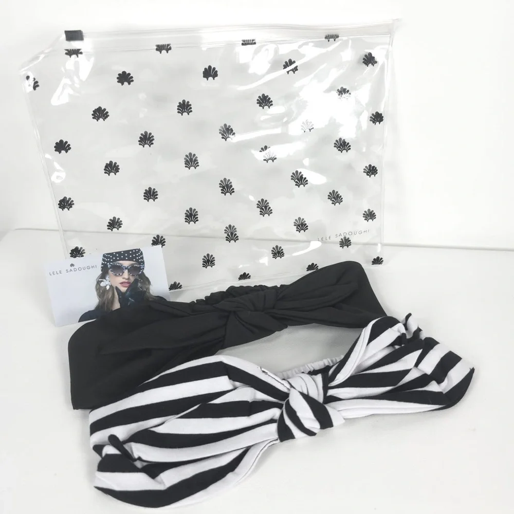 NWT LELE SADOUGHI SET‎ of 2 Betty Headbands Black & White LSHA376BW One Size
